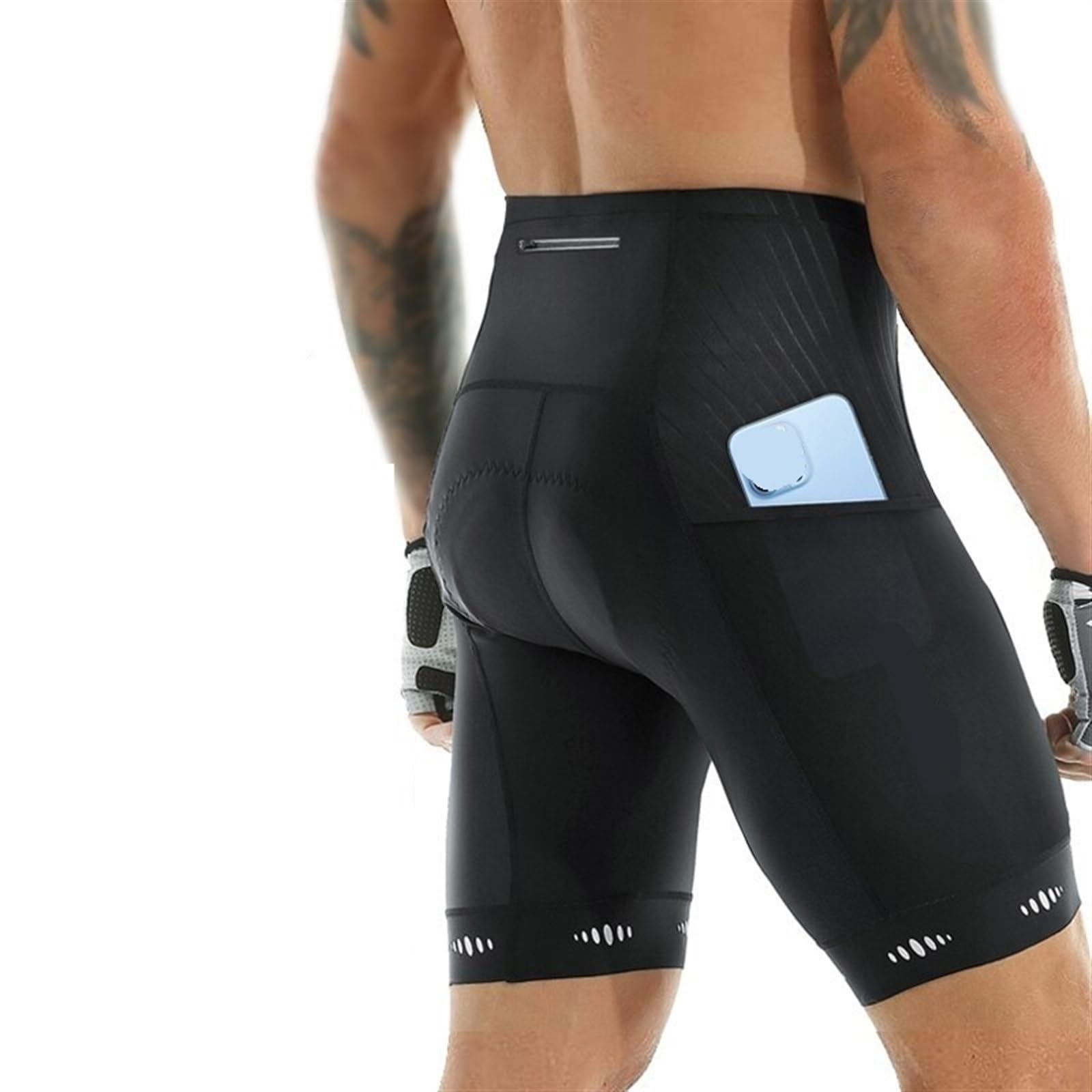 Pantalones Cortos de Ciclismo for Hombre con Bolsillo Trasero, Pantalones Cortos Acolchados de Gel 5D for Ciclismo de montaña y Carretera, Medias Medias Culotte Ciclismo Hombre(Europe-XL)