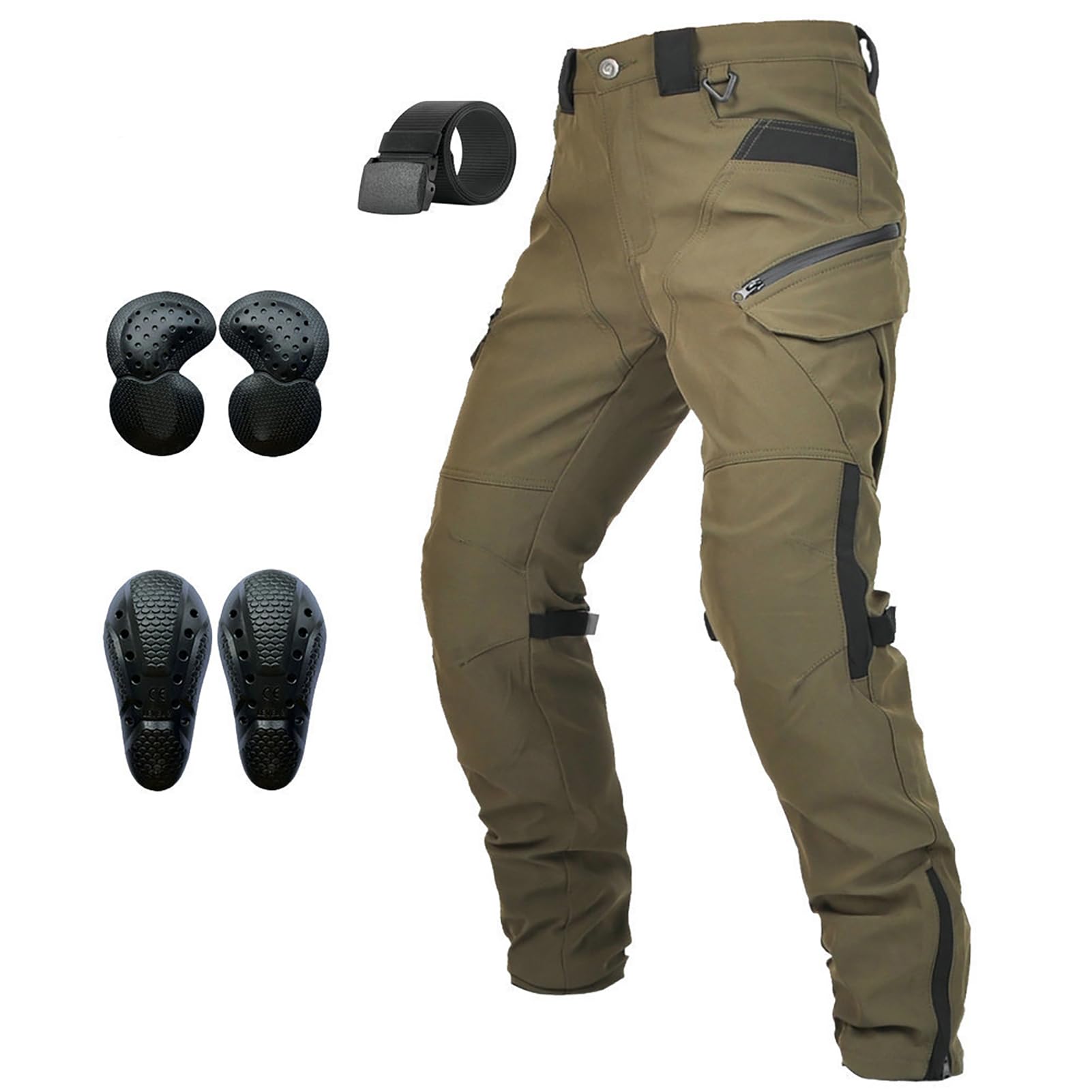Pantaloni Moto Uomo Cargo con Protezioni Ginocchia Removibili, Traspiranti con Tasche Multifunzione, Idrorepellenti per Città, Touring e Uso Quotidiano