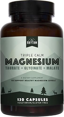 Triple Calm Magnesio Mag. taurate, glycinate, y Malate para el socorro óptimo Relajación, el estrés y la Ansiedad, y mejorar Dormir. 120 cápsulas,
