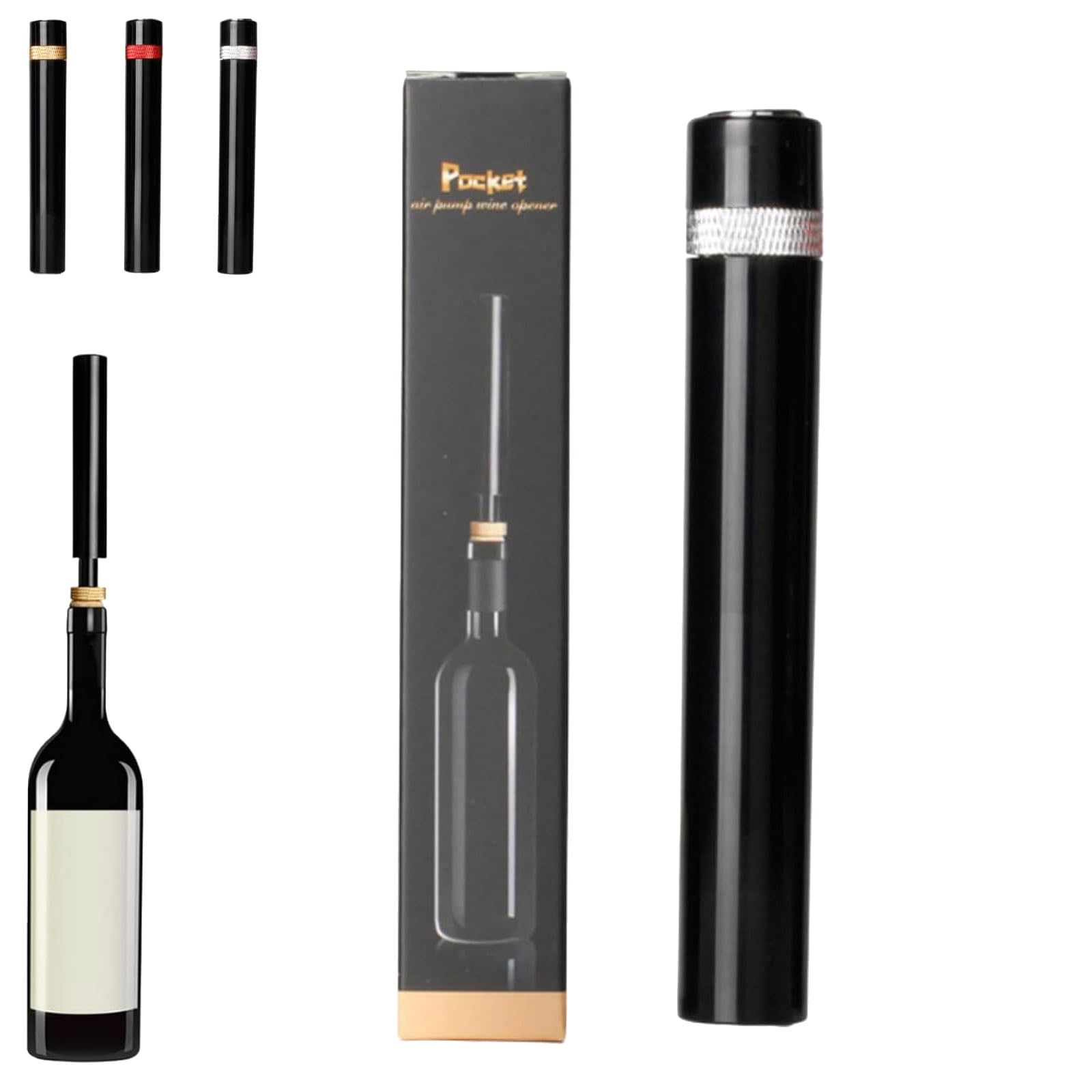 Loritia Aeropop Wine Opener, Loritia Wine Opener, Aeropop 𝐖ine 𝐎pener, Travel Portable Pocket 𝐖ine Bottle 𝐎pener, for Home, Restaurant, Party (Silver)