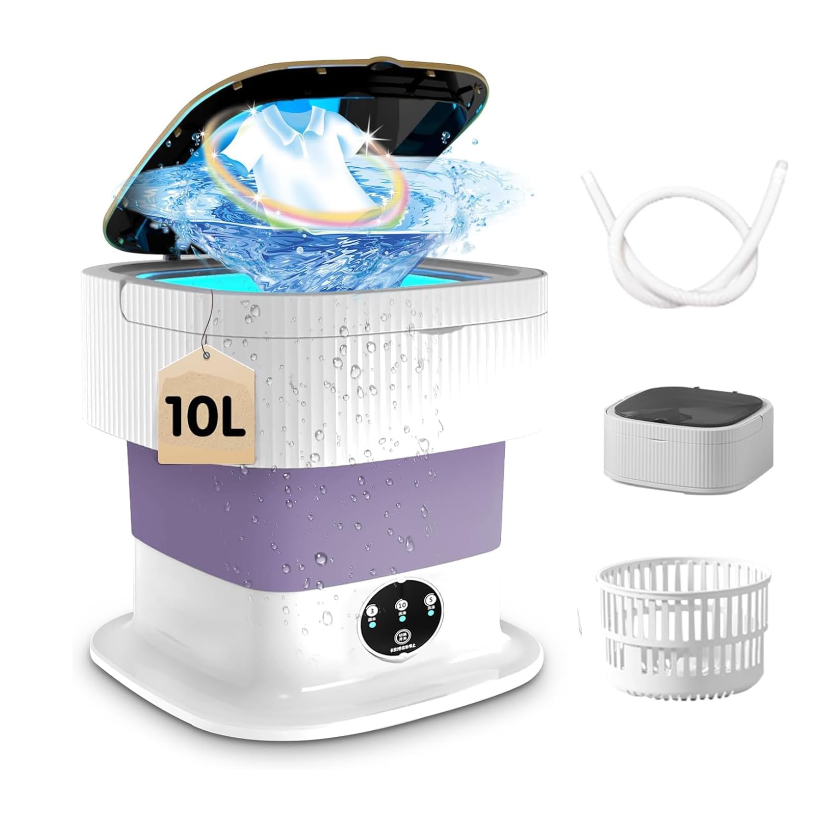 Faltbare Mini Waschmaschine, 10L Reisewaschmaschine Camping Mobile Waschmaschine und Trockner Combo für Socken Unterwäsche Babykleidung Reisen Tourenwagen Wohnheim