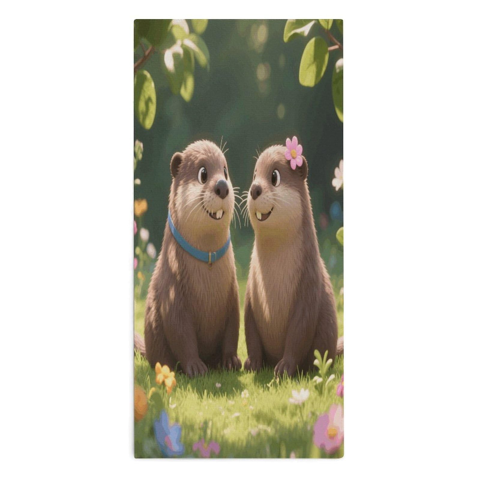 YUXBVKRS Couple Otter Hand Towels for Bathroom 14x29 Inch