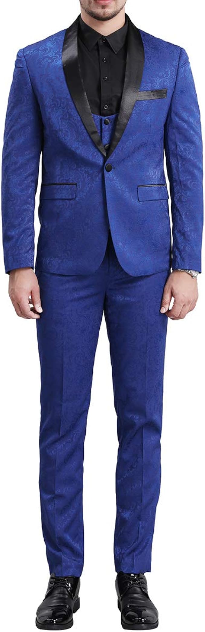 Amazon.com: Elegant Jacquard Esmoquin para hombre de 3 piezas, azul Francia  : Ropa, Zapatos y Joyería