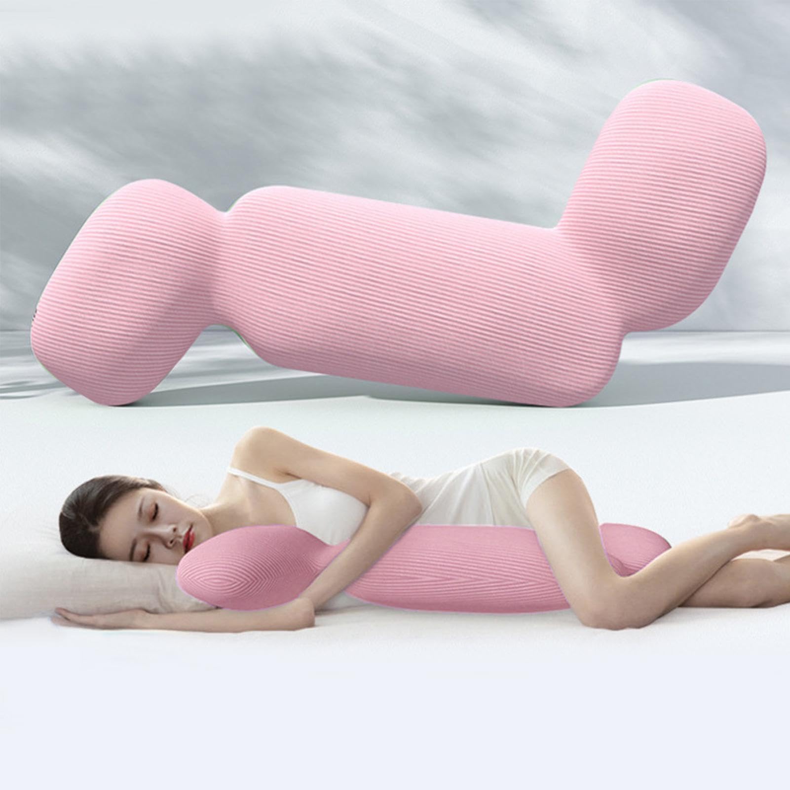 Almohada de cuerpo entero para adultos, almohada corporal para dormir de lado, almohada para dormir de lado en forma de caballito de mar, inserto de almohada largo y transpirable, inserto de