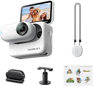 Insta360 GO 3 (64GB) with Official Sticker Set – Small & Lightweight Action Camera, Portable and Versatile, Hands-Free POV, Mount Anywhere, Stabilization, Waterproof, For Travel, Sports, Vlog