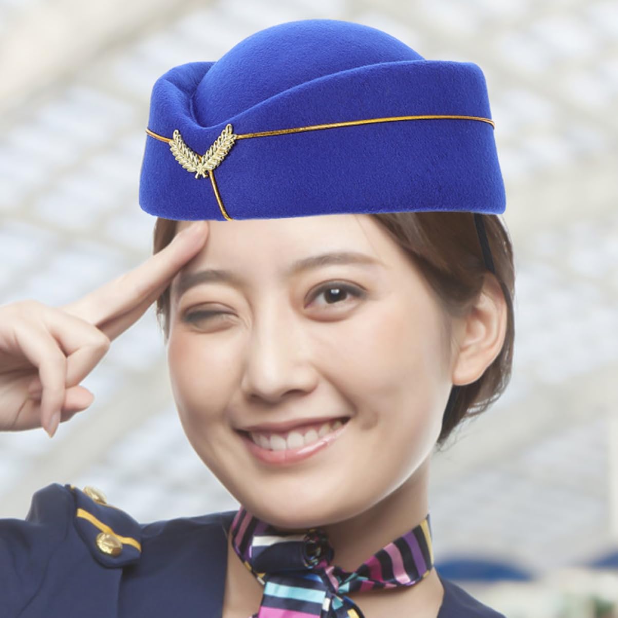 Holibanna 2pcs Flight Attendant Beret Hat Stylish Cosplay Hat for Women Comfortable Wear-resistant Material Includes Black and Blue Color Options