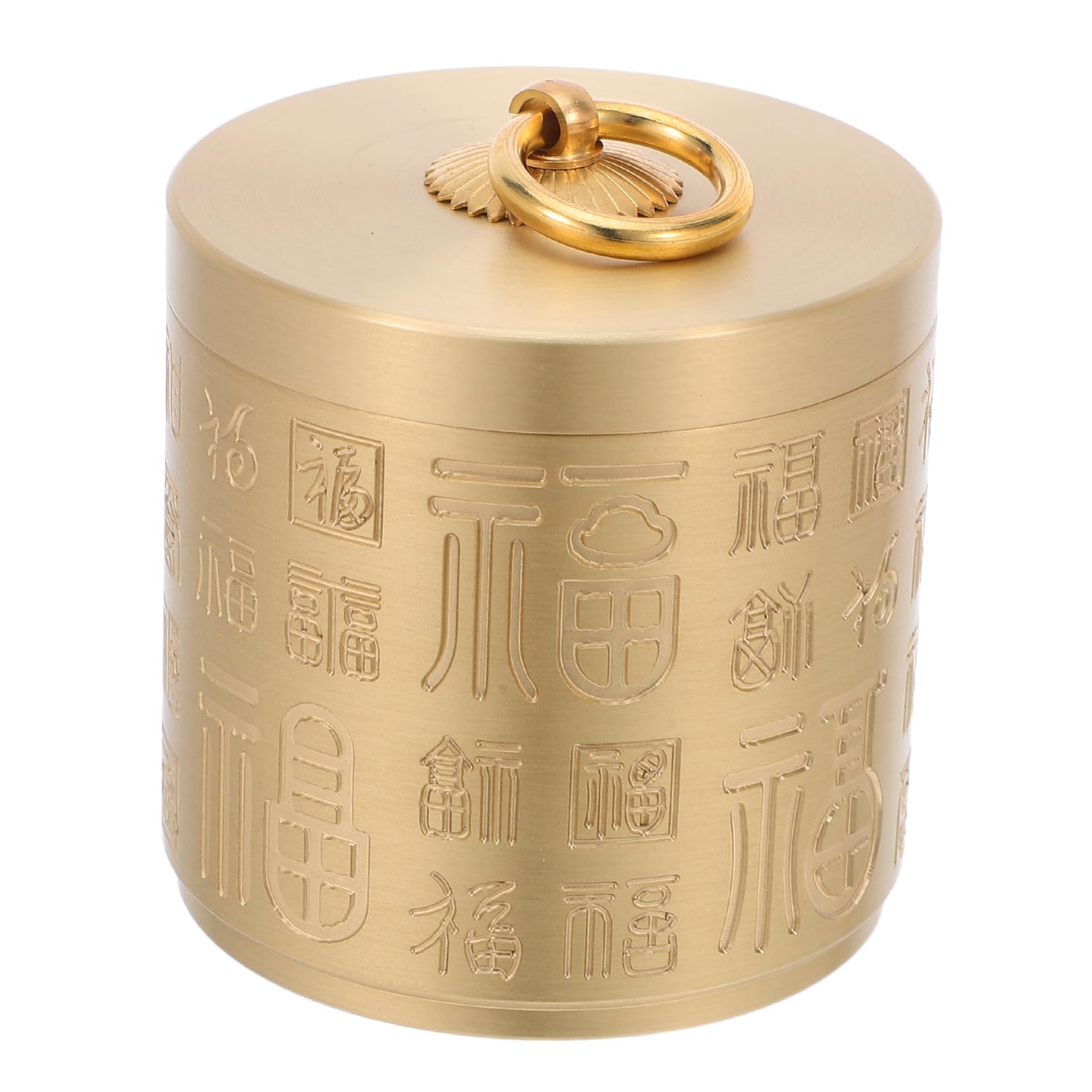 Posacenere Rotondo in Ottone Oro con Coperchio, Stile Classico