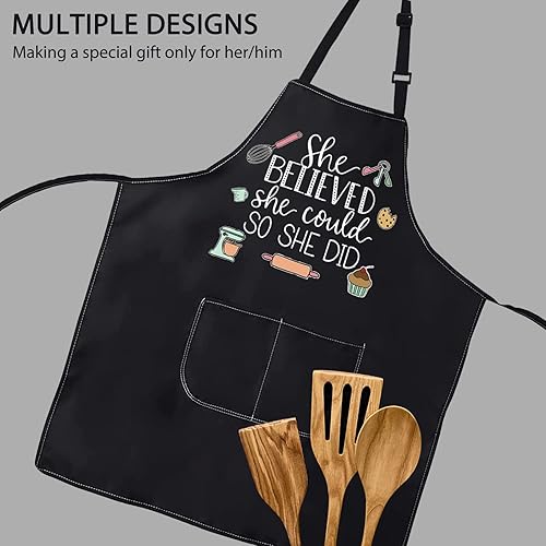 Miniatura 5 de POFULL Divertidos regalos de horneado para panadera, ella creía que podía así que hizo, delantal, regalo de chef de pastelería