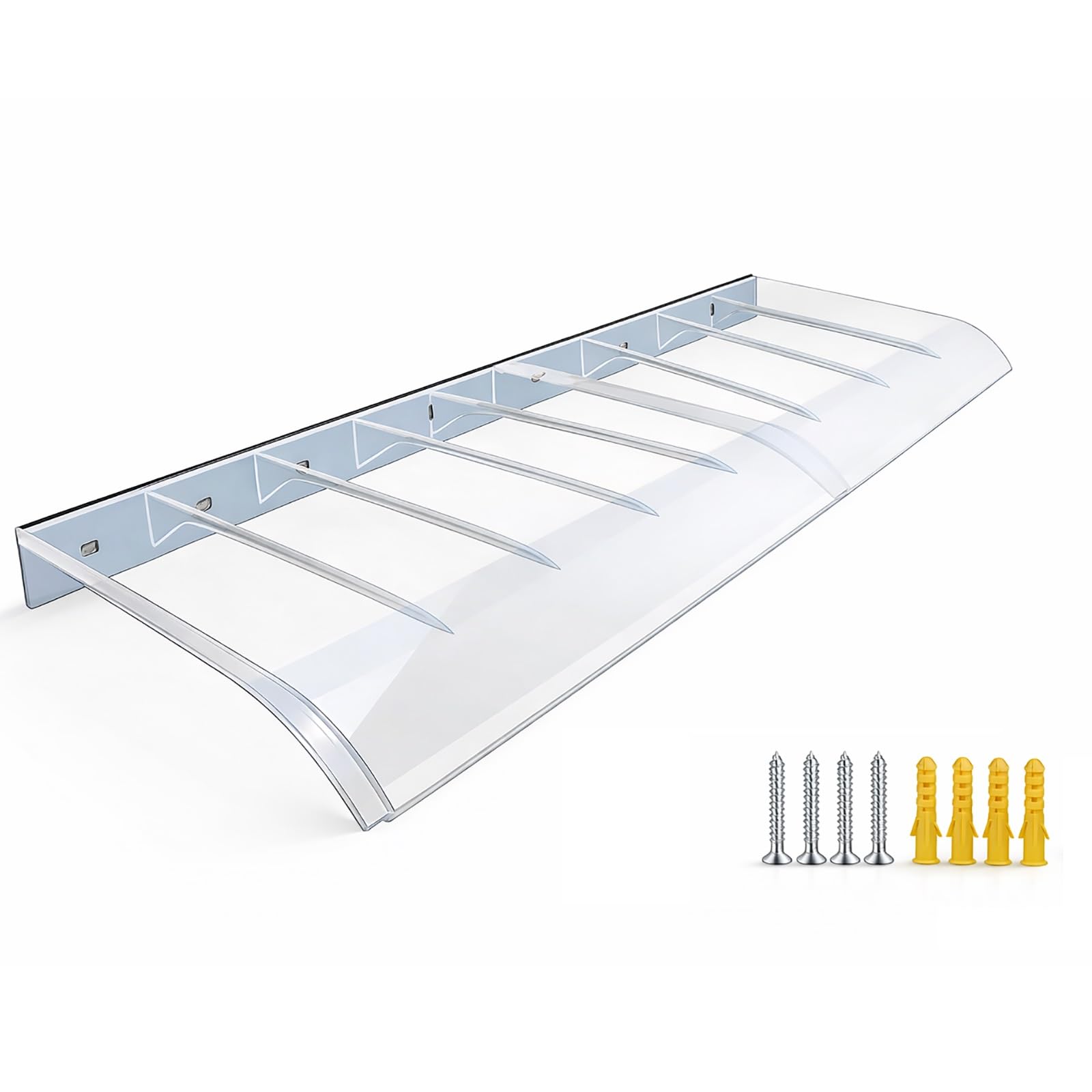 GJMSSMY Reinforced Polycarbonate Door Canopy, 5-Layer Wind & Snow Resistant Awning, Self-Cleaning Window Cover for Entrance & Garage (Clear, 50x150cm)