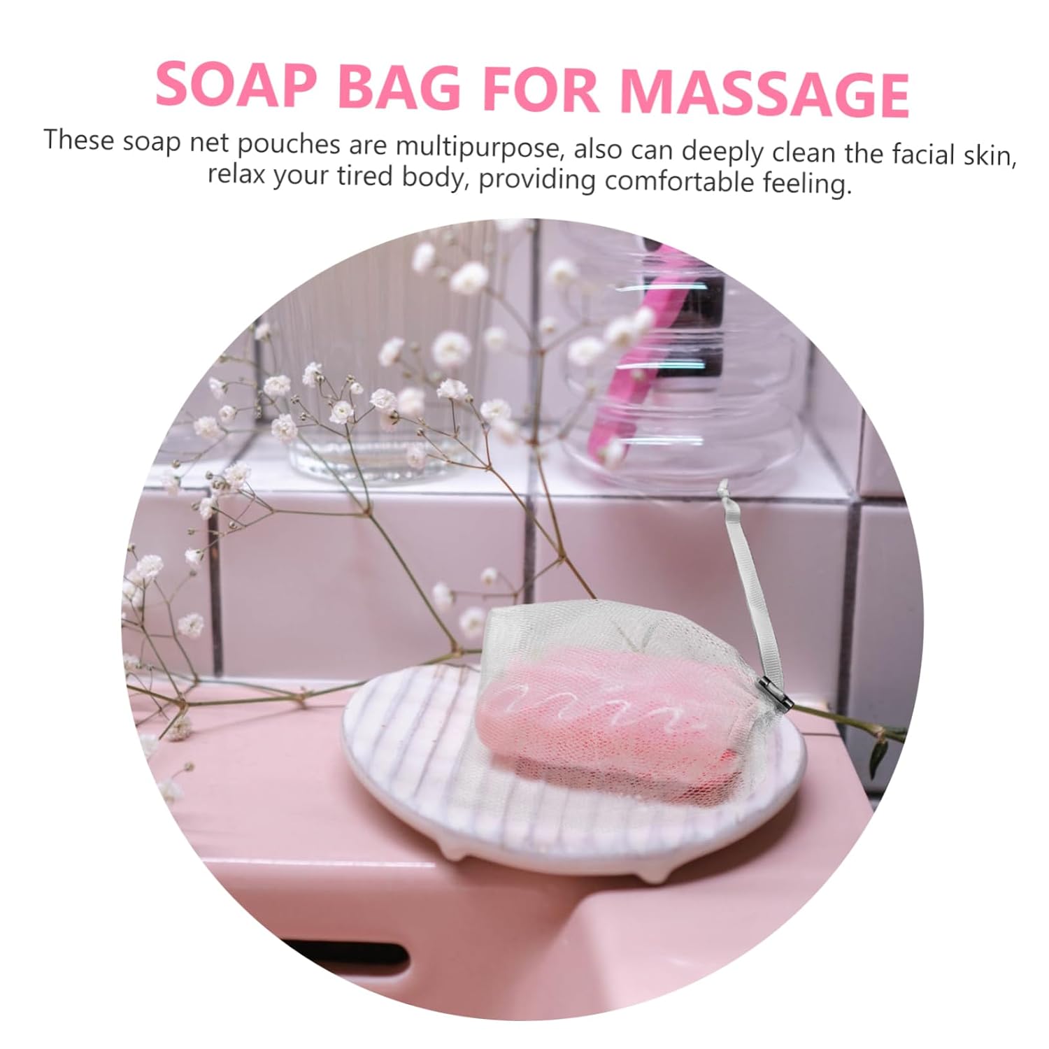 8pcs Facial Exfoliating Mesh Soap Bags for Easy Foaming and Lathering Portable Face Cleaning Nets Drawstring Closure for Travel and Camping Use