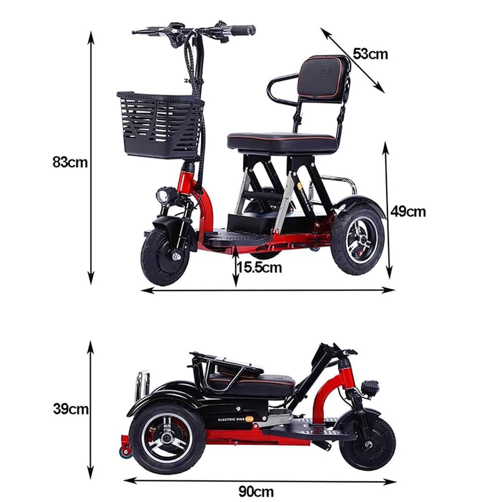 Scooter per disabili con Design Pieghevole a 3 Ruote per Un Facile Trasporto, Scooter per disabili con Cestino e Caricabatterie per Anziani, Ideale per Una Maggiore Indipendenza e praticità.