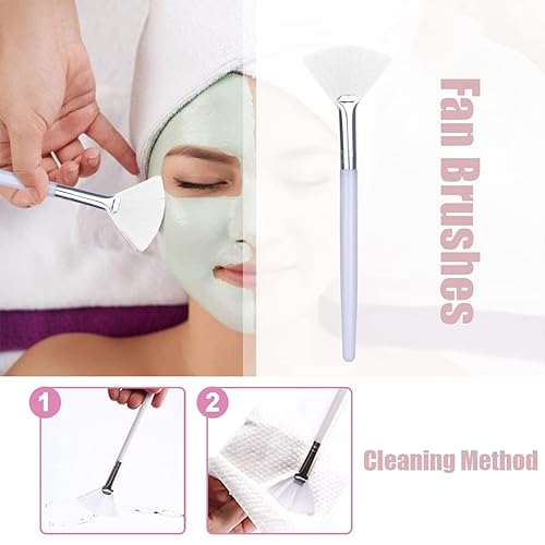 Miniatura 2 de 15 cepillos de abanico suaves aplicadores faciales, cepillo aplicador de ácido, maquillaje cosmético, herramientas de cuidado de la piel para crema