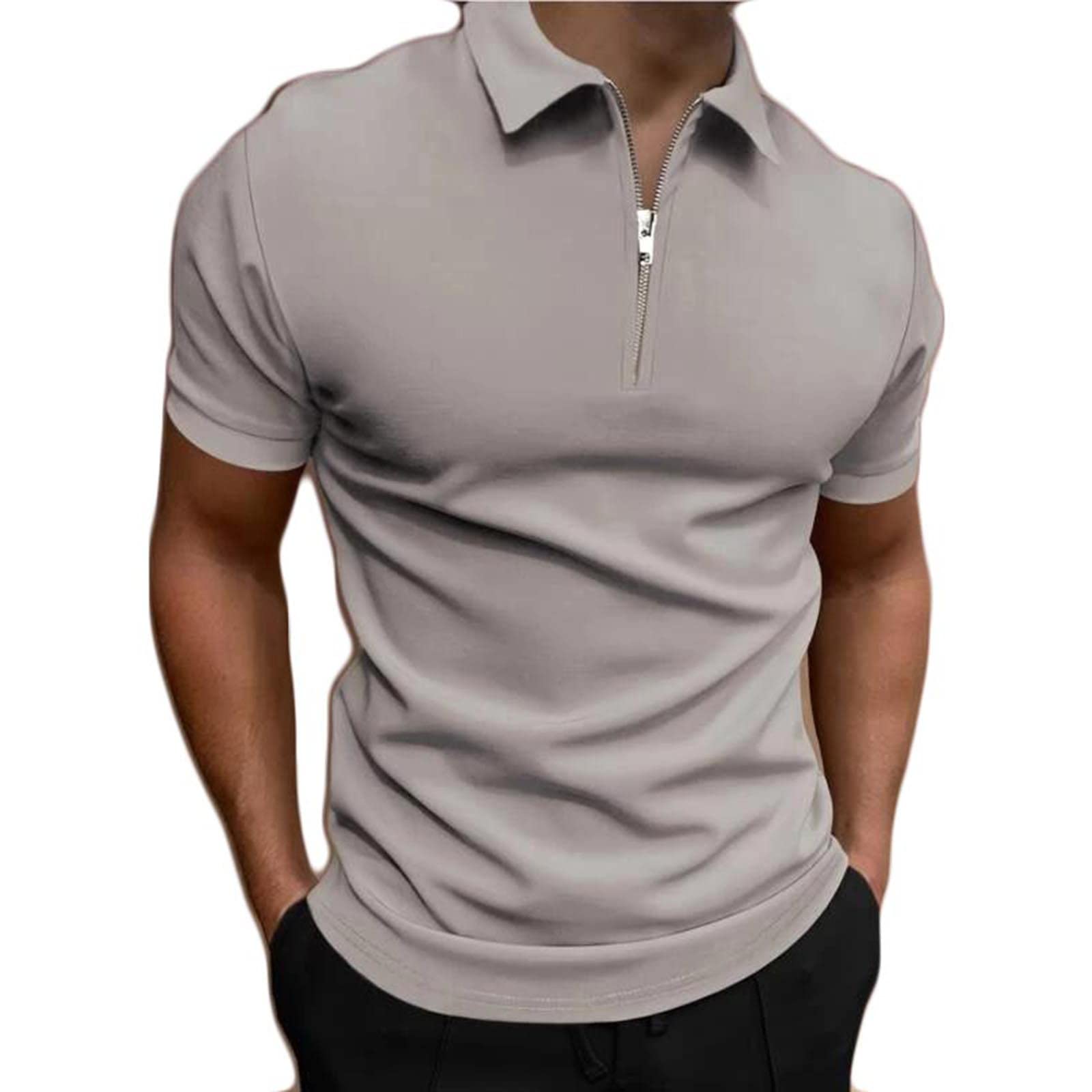 ZEZKT Camiseta de Manga Corta Hombre Blusa de Solapa de Manga Corta Camiseta Deportiva Manga Corta Hombre Pack Polos Hombre Manga Corta Colores Puros Camisetas Hombre Suelto T-Shirt