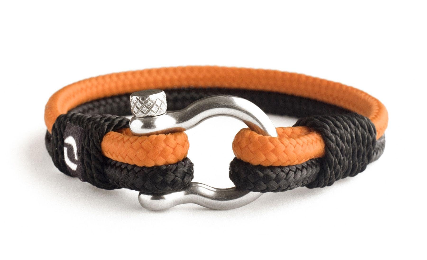 mens rope bracelet - stainless steel silver shackle, extremely durable and scratch resistant waterproof paracord, handmade, nautical wristband for men 11-6.5