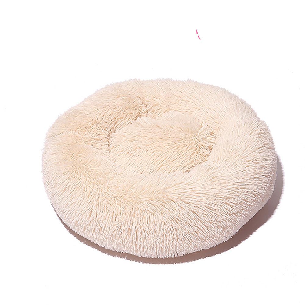 Rotondo Cuccia Cane Interno, Peluche Cuccia Gatto e Cane Ciambella Cuscino per Cani, Lavabile e Morbido Cuscino per Animale, per Cani Gatti Gattino Cucciolo (120CM,Beige)