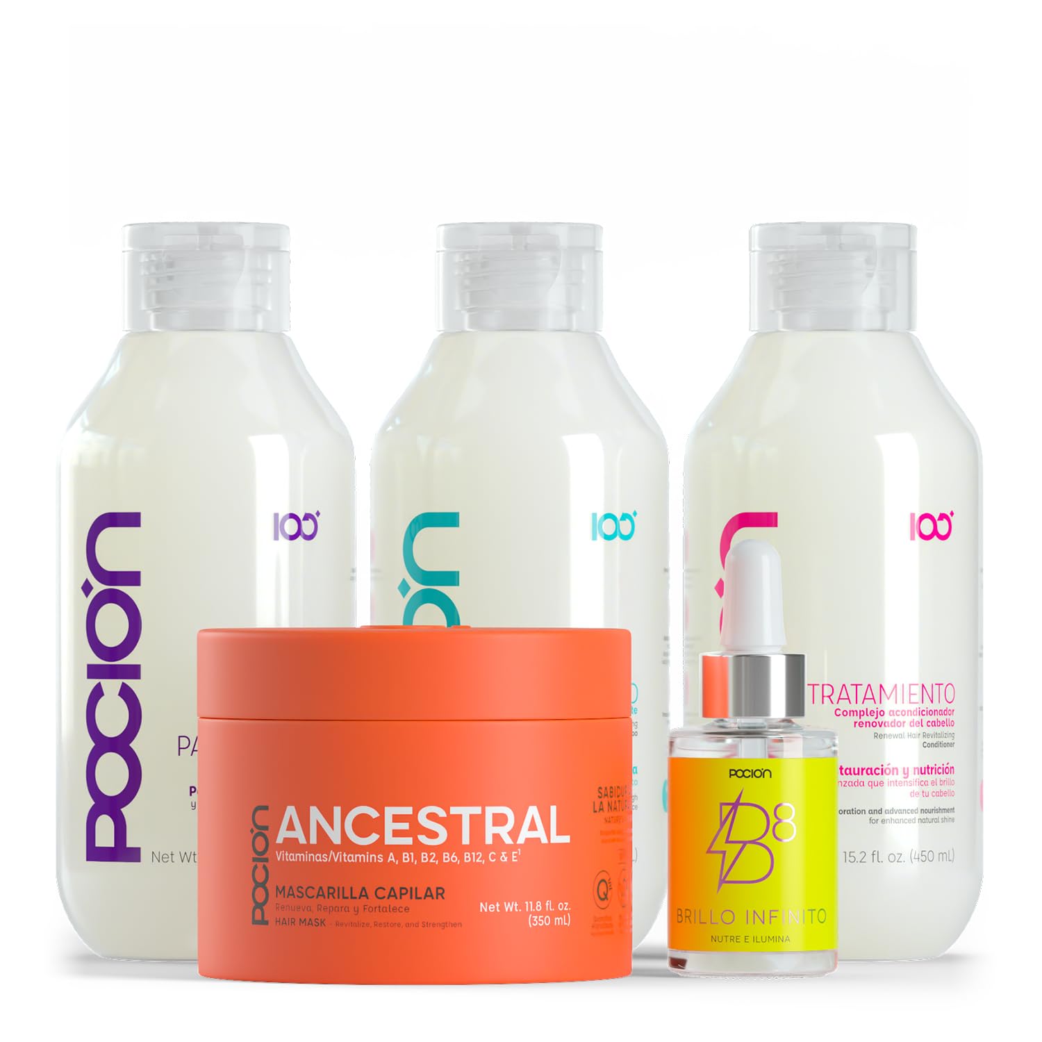 La Pocion Complete 5 Piece Kit Deep Repair For Damaged Hair - Shampoo, Treatment Conditioner, Leave-In Conditioner, Hair Mask, Multifunctional Hair Oil for Deep Hair Repair and Nourishment