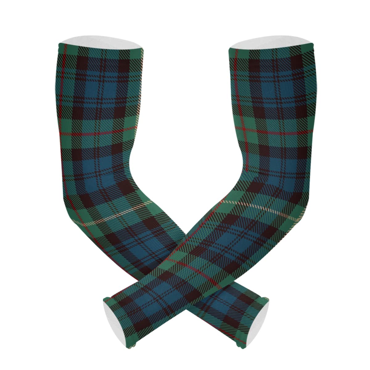 Dwerfsdf Unisex As Pic Scottish Plaid Green Black Blue Arm Sleeves For Men Or Women Cooling Compression Arm Sleeves Tattoo Cover Sports Sleeves For Basketball Golf Football