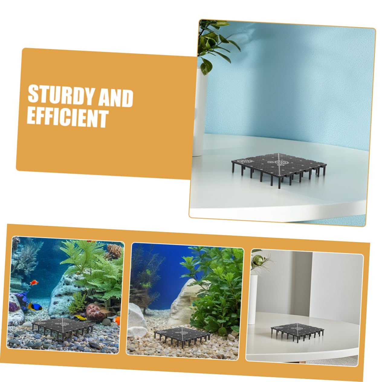 COLLBATH Aquarium Bodenfilter Platte in Schwarz 10 Stück aus Kunststoff und Einfacher mit Hoher Filtrationseffizienz für Süßwasser und Salzwasseraquarien