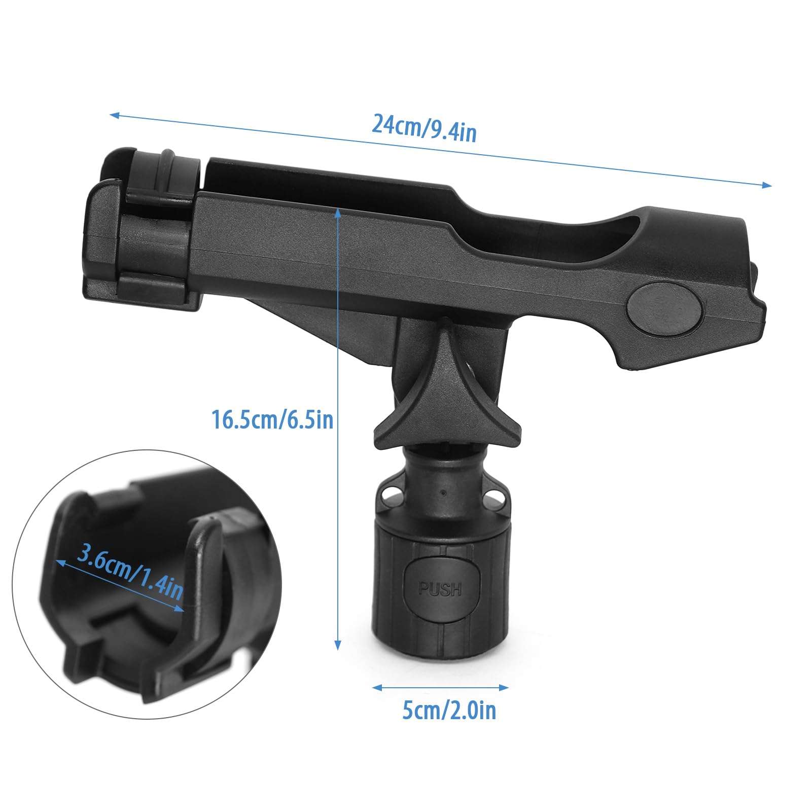 Wakects Portacanna da Pesca Regolabile per Kayak, Plastica, con Portabicchieri e Strumenti Appesi, 1 Pezzo