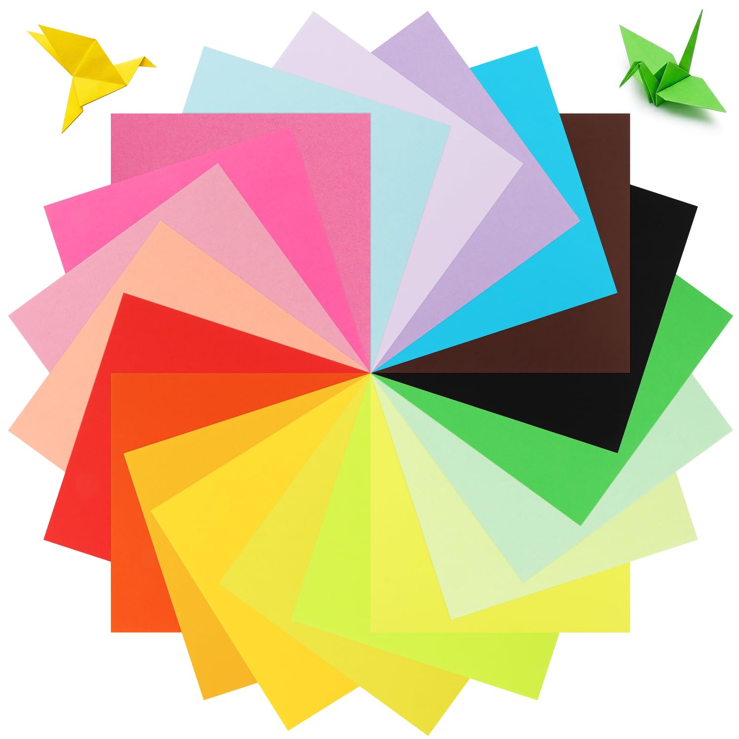 SULOLI Origami Paper, 200 Sheets of Coloured Origami Paper Double Sided Colored Craft Paper 20 Assorted Bright Colors for DIY Projects, School Supplies (20 x 20 cm &15 x 15cm)