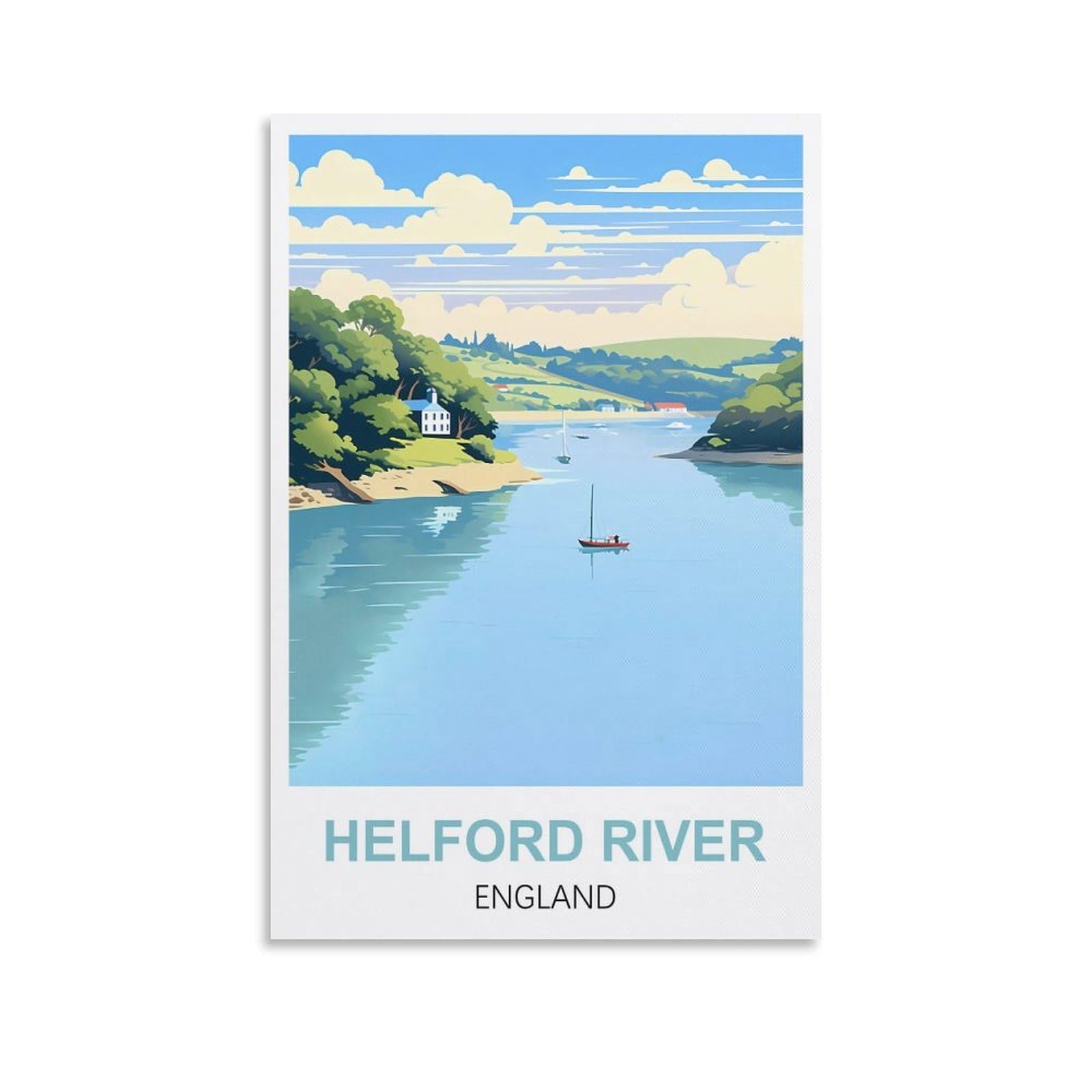 EZMLFA DIY Oil Painting Kits for Adults Kids，Helford River England Paint by Number Kit On Canvas for Adults New Painters's Gift DIY Gifts 40x50cm