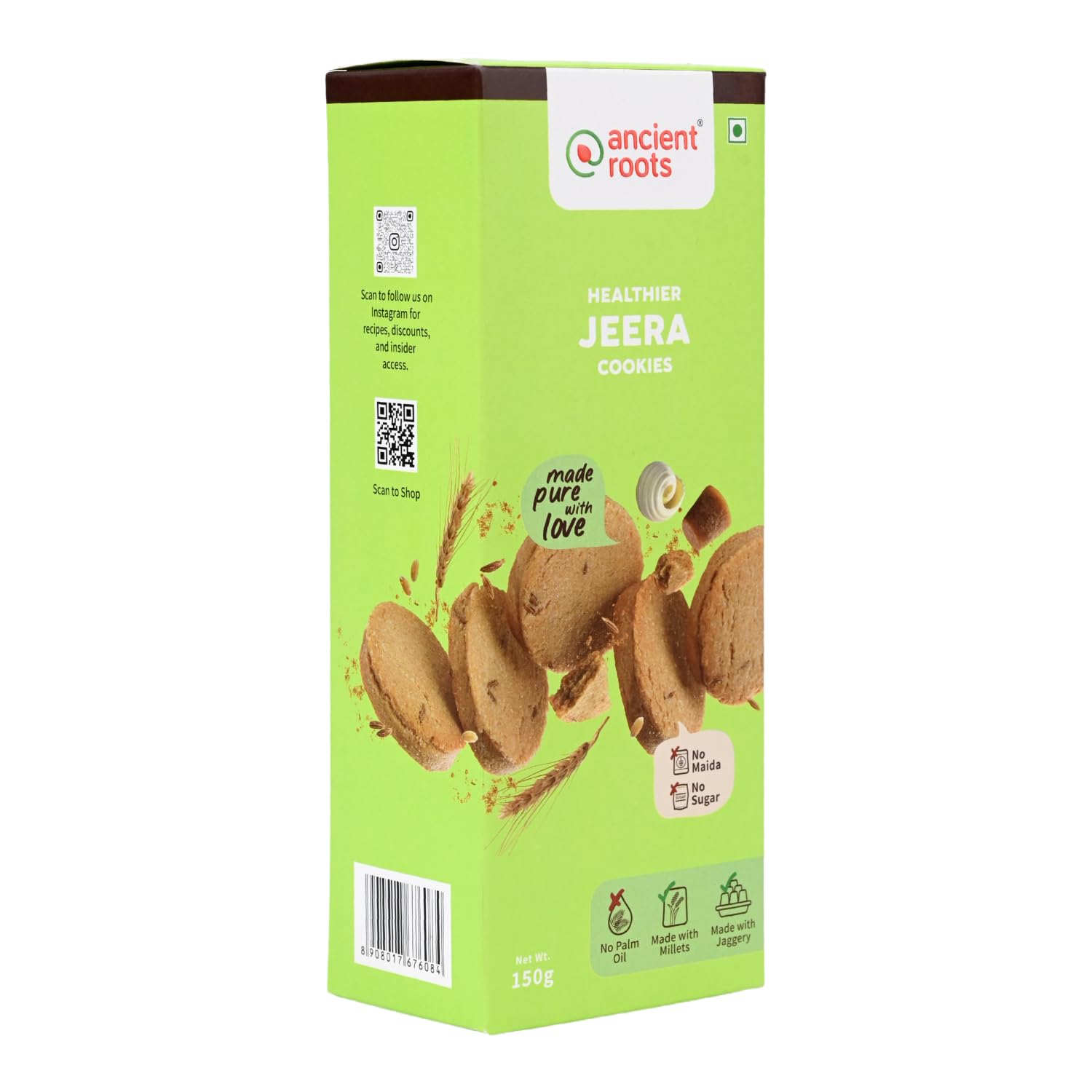 Ancient Roots Jeera Cookies | Biscuits for Tea, Coffee, Breakfast, Kids – 150gm | Made with Millet Flours, White Butter and Jaggery | No Maida and No Refined Sugar (Pack of 1) (B09PDTNTZB) Amazon Price History, Amazon Price Tracker