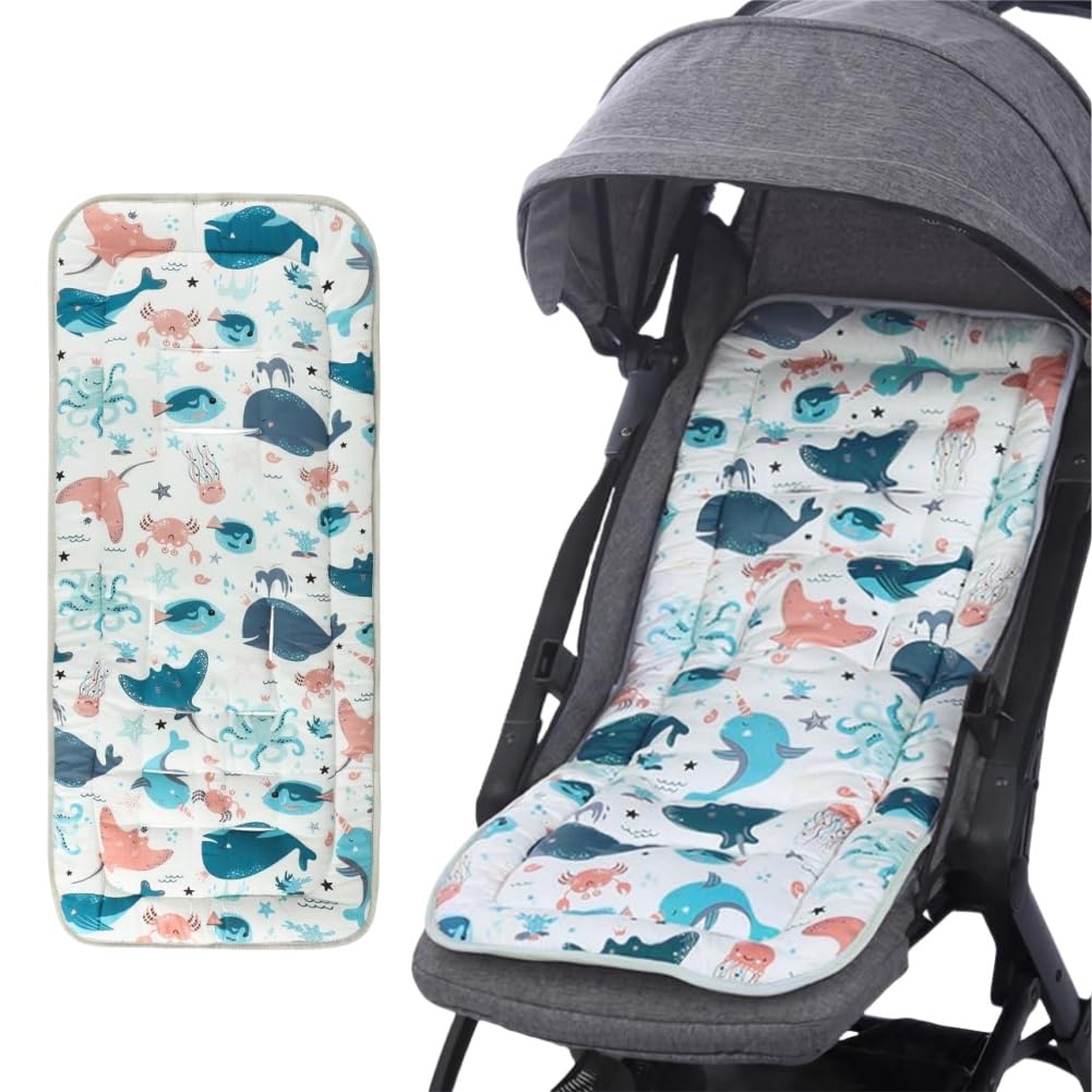 Universal Stroller Seat Liner, Reversible Breathable Washable Stroller Insert Mat for Baby Pram Pushchair Carriage