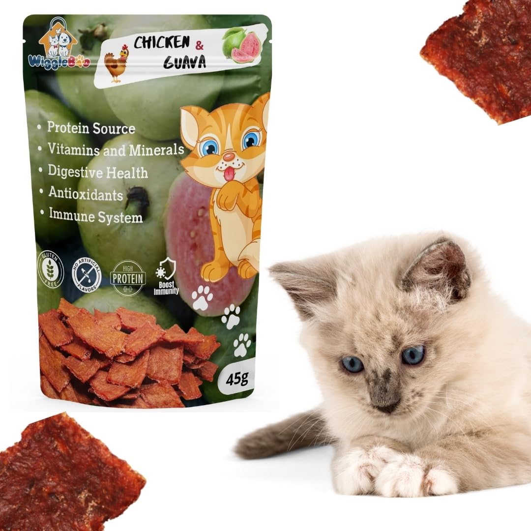 WiggleBoo Chicken & Guava Cat Treat | Protein Rich | Fiber Rich | Crunchy Healthy Snacks | 100% Natural | 45g (B0CQFSFXZW) Amazon Price History, Amazon Price Tracker