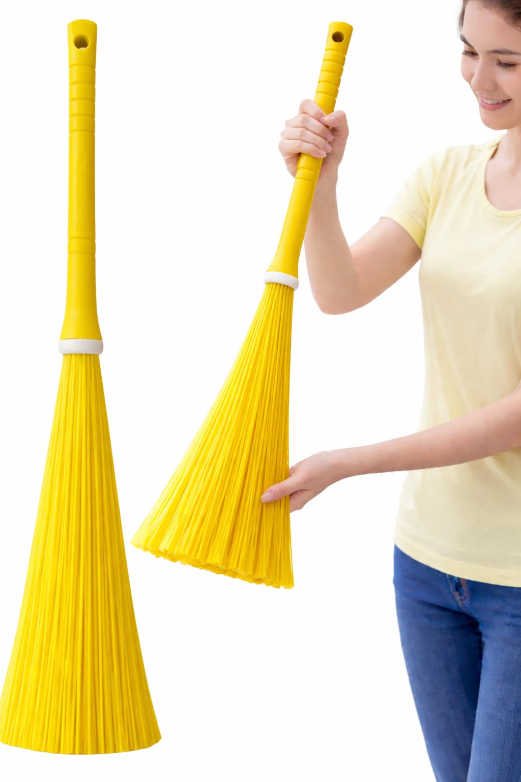 Strong Plastic Broom Stick for Bathroom Cleaning, 80 Stick Heavy Duty Plastic Jhadu Bathroom Broom with 32 Inch Long Handle for Floor & Toilet Cleaning (Pack of 1) Multi Colour-image-8