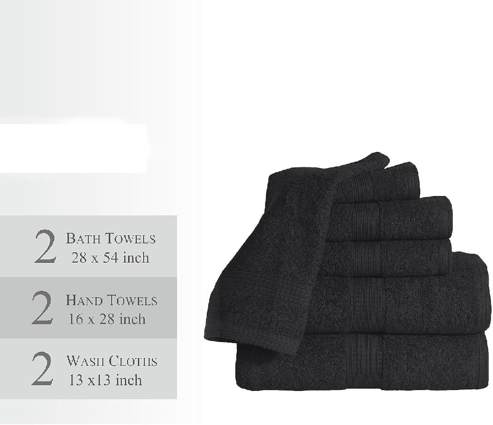 6 Piece Towel Set Bathroom Bath Towel Set Cotton