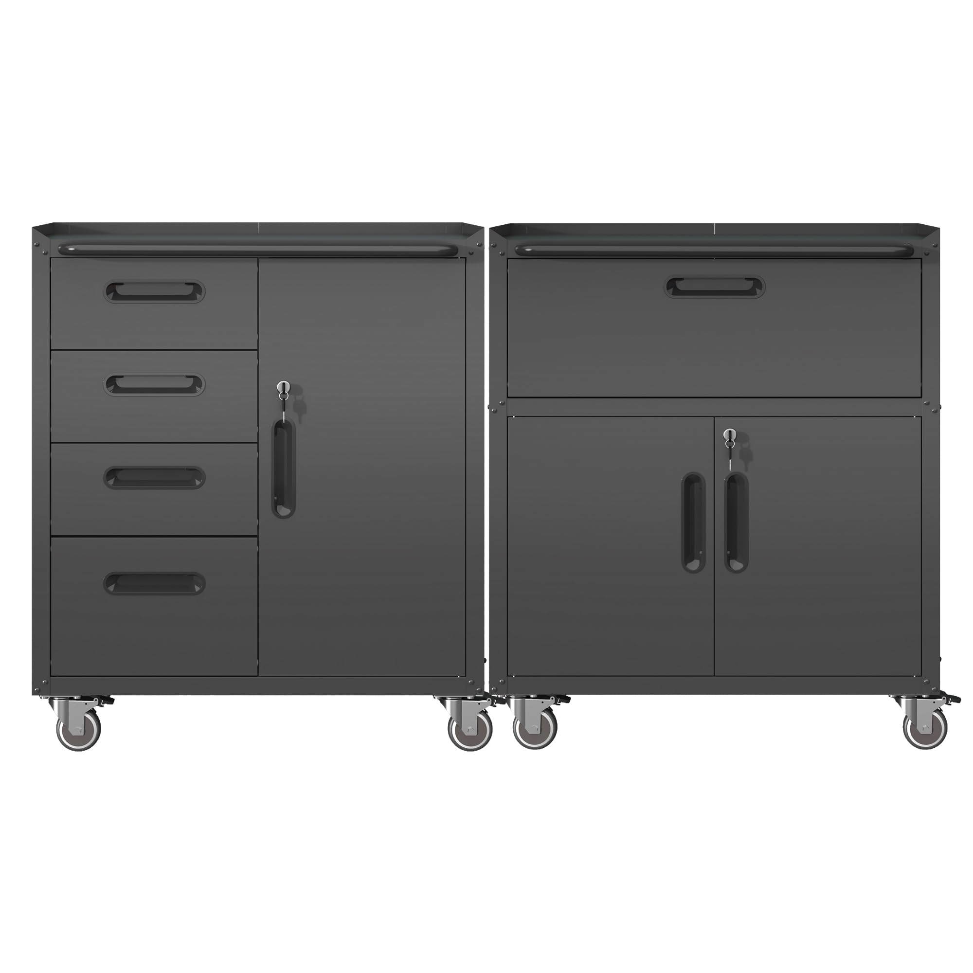 VIYET Metal Tool Cabinet,Garage Storage Cabinet System,Wall Cabinet & Locking Rolling Tool Cabinet with Doors and Adjustable Shelves,Steel Tool