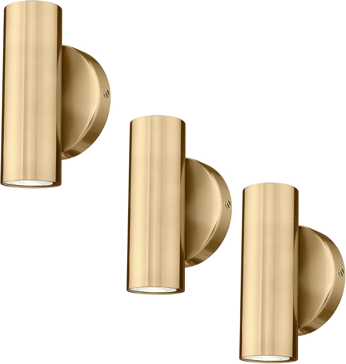 2-Light Wall Light, Brass Gold Wall Sconce, Indoor Up and Down Wall Lamp for Bedroom Bathroom Stair Entryway (3 Pack)