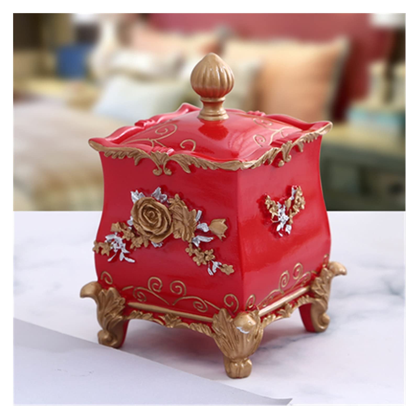 GHKsdgET toothpick holder, Resin Cotton Swab Household Toothpick Holder Cosmetic Sheet Storage Box Double Compart