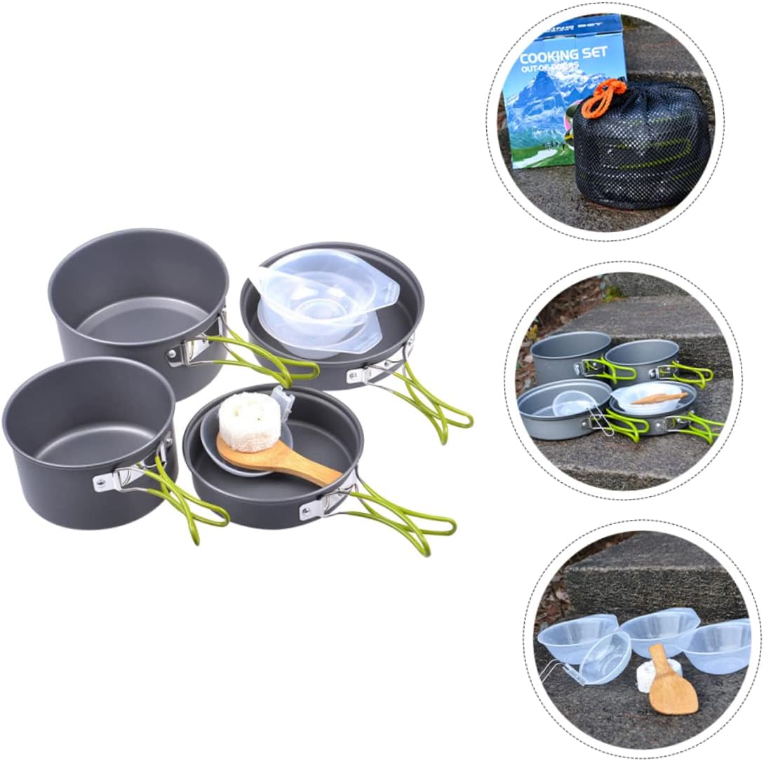 KICHOUSE Person Camping Cookware Set Portable Kit Outdoor Cookware Alumina Pot Pan Set Lightweight
