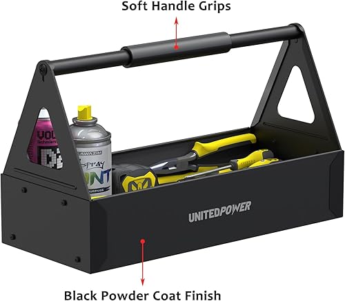 Miniatura 3 de UNITEDPOWER Práctica caja de herramientas, bandeja de metal portátil con mango de agarre cómodo, organización de herramientas para el hogar,