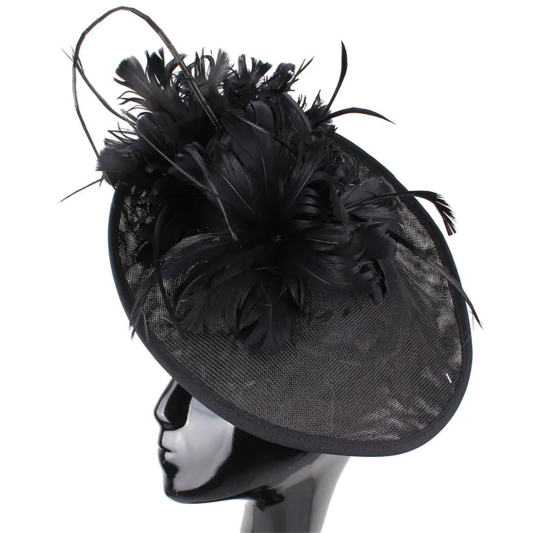 Cappello da donna in lino acrilico Fascinators modisteria cappello a tesa larga Fedora per festa di nozze chiesa