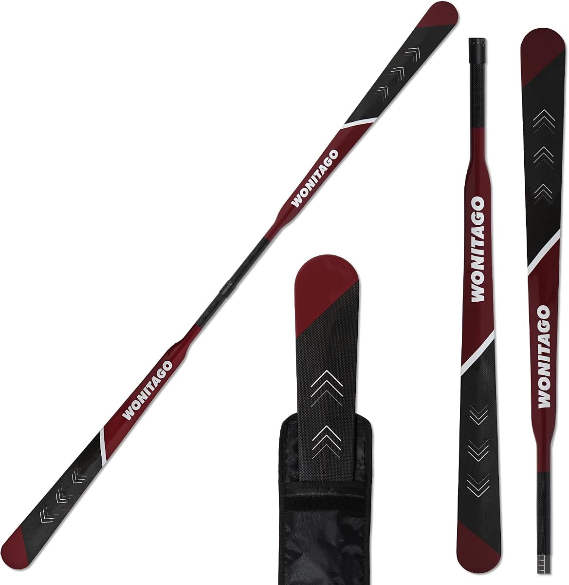 Greenland Paddle Full Carbon, Adjustable Greenland Kayak Paddle | Lightweight, 23 oz, 2-Piece with Paddle Bag, 220-230 cm (86"-90")