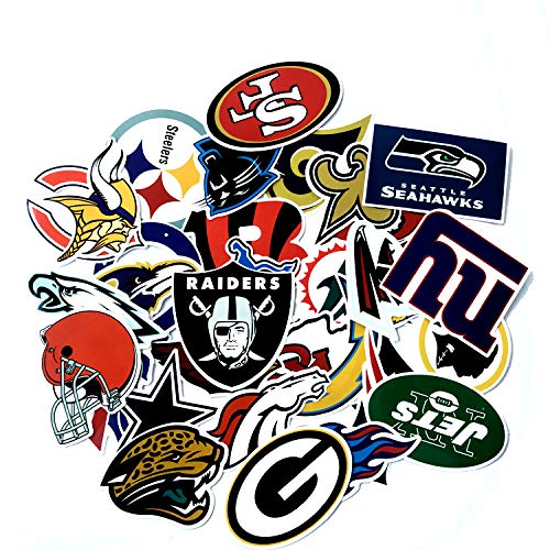 Football Sticker,Vinyls Stickers[32 PCS] for Kids,Cars,Motorcycle,Bicycle,Skateboard Luggage,Bumper Waterproof (NFL Logo)