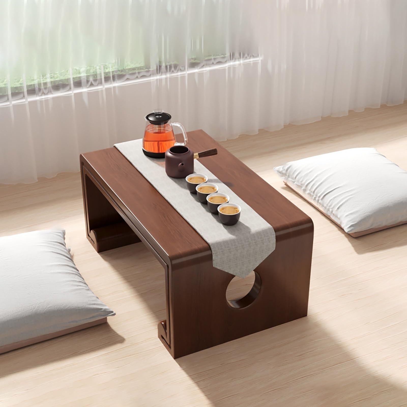 Table basse japonaise en bois rectangulaire pour vos moments thé et détente au salon