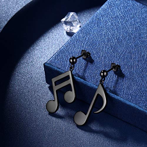 Beautlace Musical Note Stud Earrings Silver/18K Gold/Black Gun Plated Asymmetry Treble Clef Music Note Studs Jewelry Gifts for Music Lover4