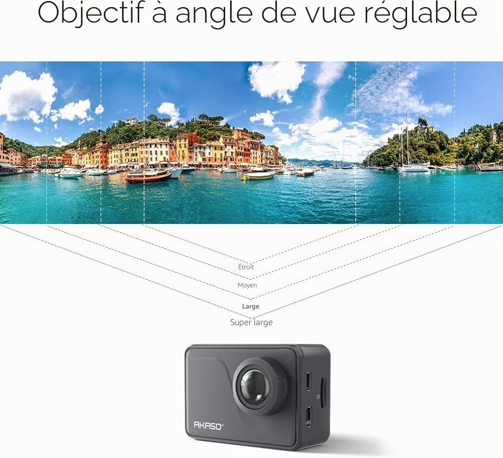 AKASO V50 Pro Caméra Sport 4K 30fps 20MP WiFi Caméra étanche Ultra HD EIS Écran LCD Tactile Grand Angle 170 Degré 40M sous Marine 2.4G Télécommande et 2 Batteries 1100mAh et Kit d'accessoires