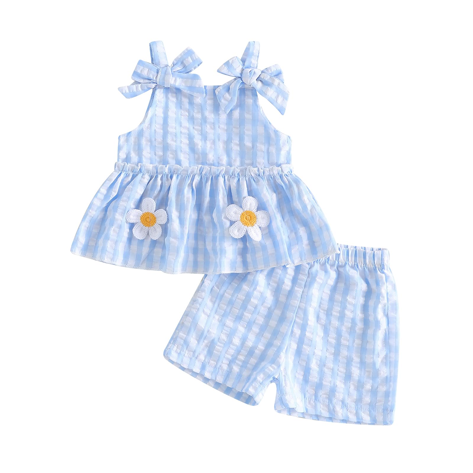 Toddler Baby Girl Summer Clothes Infant Girl Plaid Outfit Strawberry Ruffle Gingham Shirts Dress Tank Top Shorts Set — view 10