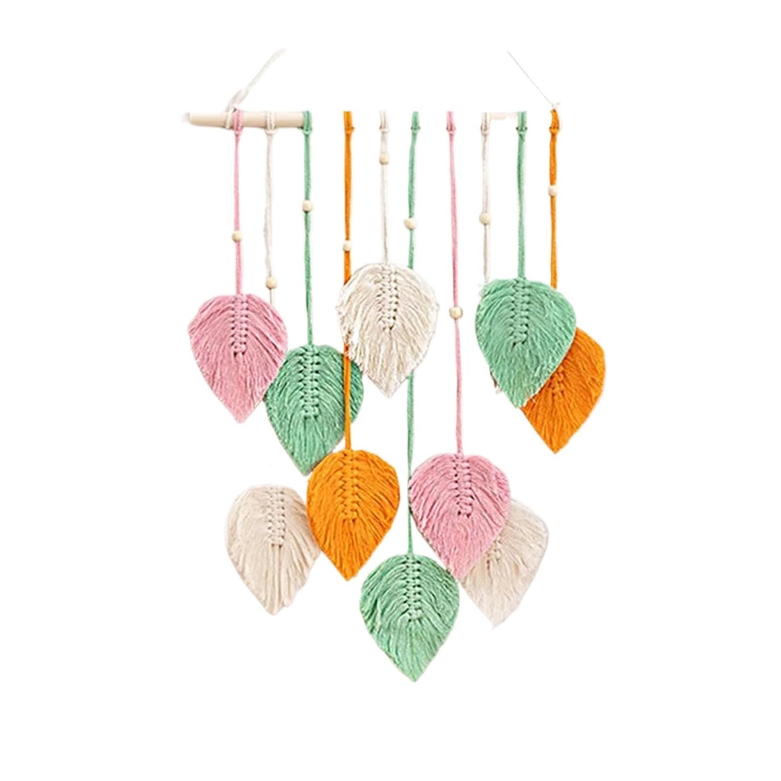 FGUJSUR Tapestry Wall Hanging Handmade Woven Leaf Macrame Hanging Ornament Boho Cotton Rope Walls Decoration For Bedroom Living Room Wall(Colorful 40x60cm)