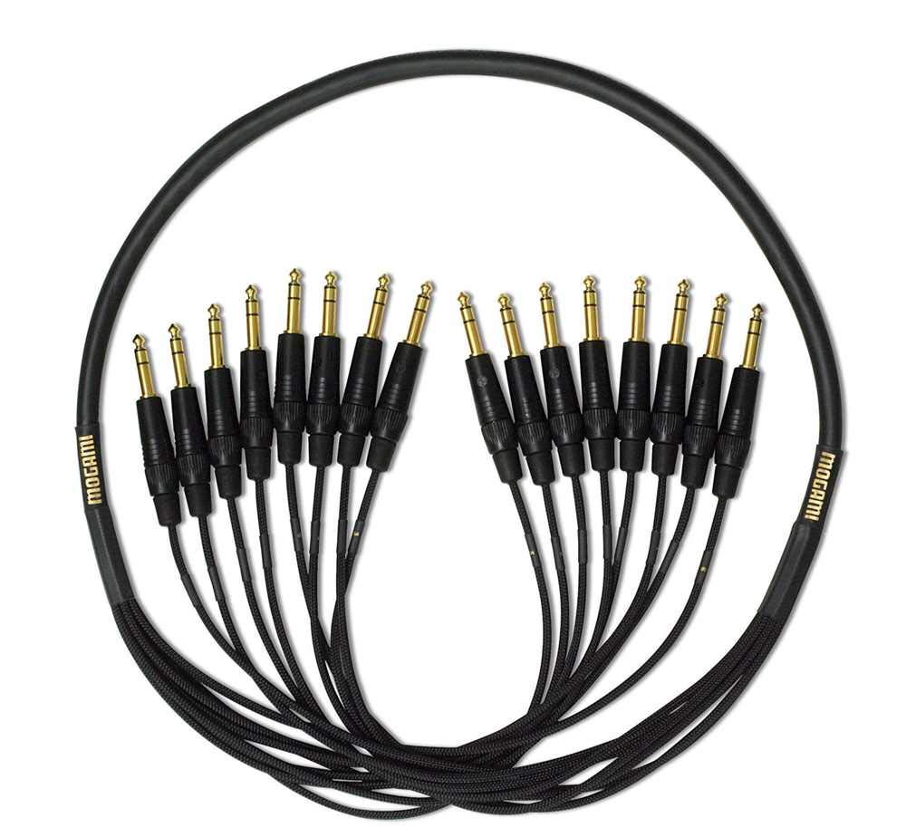 Mogami Gold 8 TS-TS-20 Audio Snake Cable, 8 Channel Fan-Out, Unbalanced 1/4" TS Male Plugs, Gold Contacts, Straight Connectors, 20 Foot