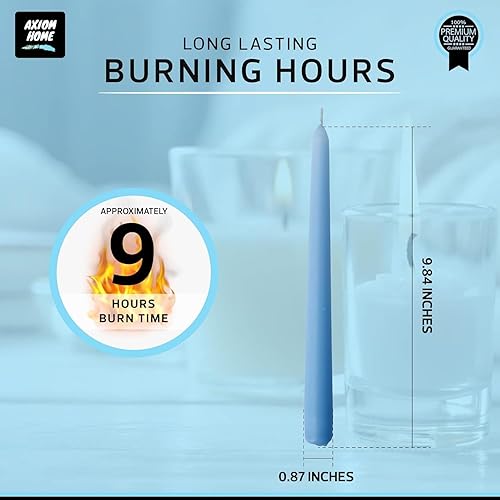 Miniatura 78 de Axiom Candles Velas altas sin goteo de 10 pulgadas sin perfume y sin humo, 9 horas de tiempo de combustión, velas cónicas para el hogar, cenas