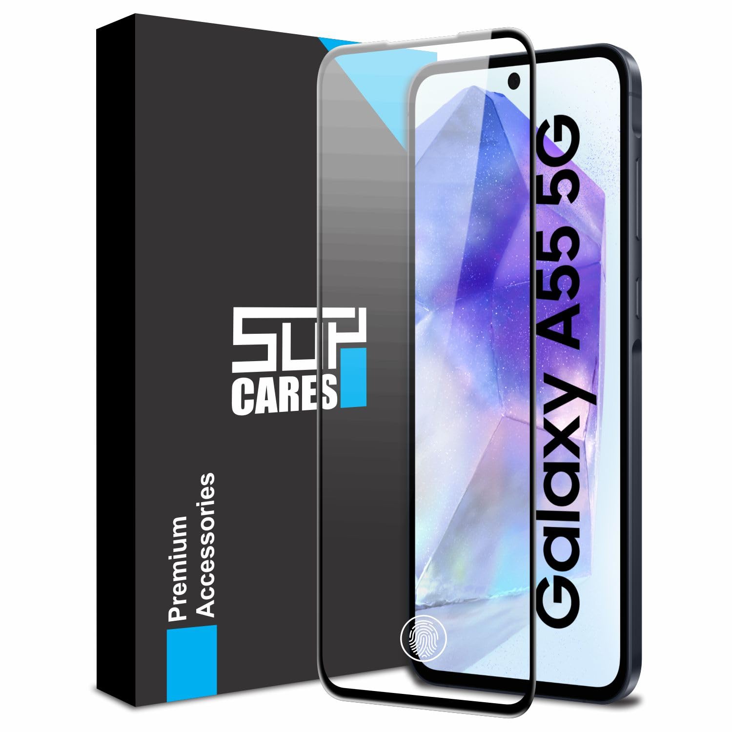 SupCares Tempered Glass for Samsung Galaxy A35 and Samsung Galaxy A55 (6.6 Inch) With Installation Kit | 9H Edge to Edge Screen Protector | Black