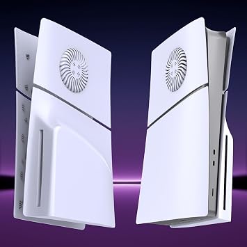 Slim Disc Edition Cover Plate, Cooling Vent for PS5 Slim Console, Shell Panel Protective Replacement Faceplate for New PlayStation 5 Slim Accessories White