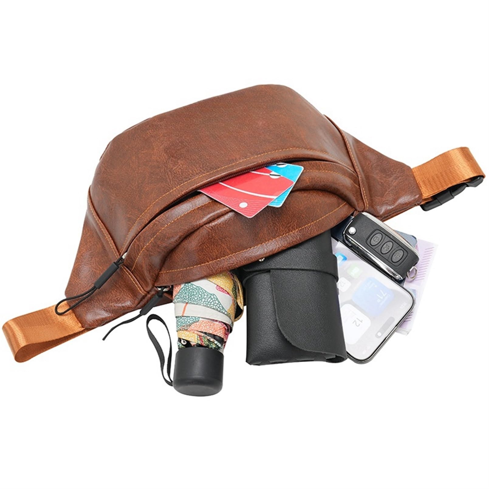 Lightweight PU Leather Fanny Packs Purse, Trendy Women Versatile Crossbody Shoulder Bags with Coin Zip Pocket for Party Festival Outdoor Traveling Beach