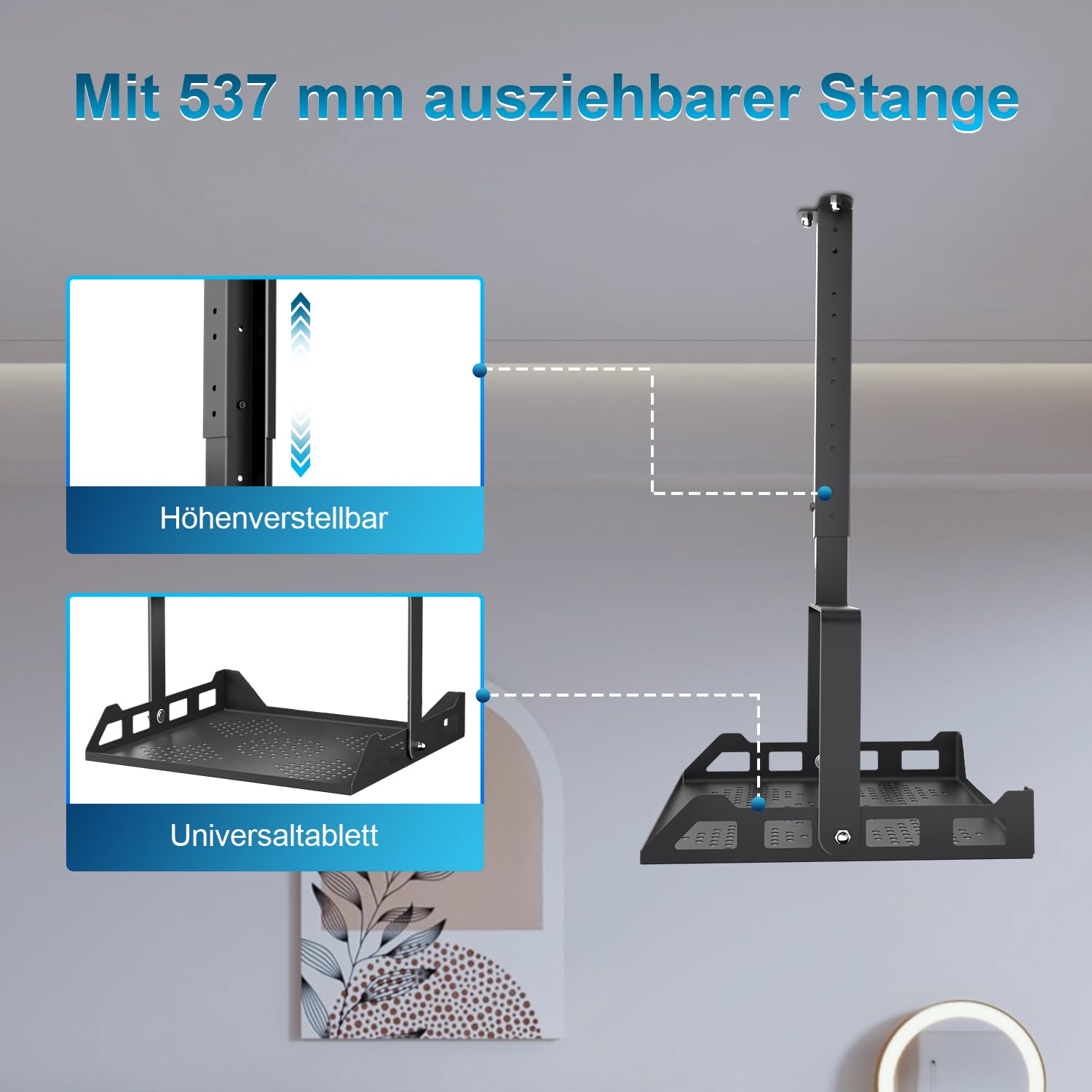 Salange Beamer Halterung Deckenhalterung, Höhenverstellbar Projector Halterung Decke,Universal wandhalterung Verdeckte Kabelführung,Tragkraft bis zu 10 kg,Beamerhalterungr für Heimkino Büro,Schwarz