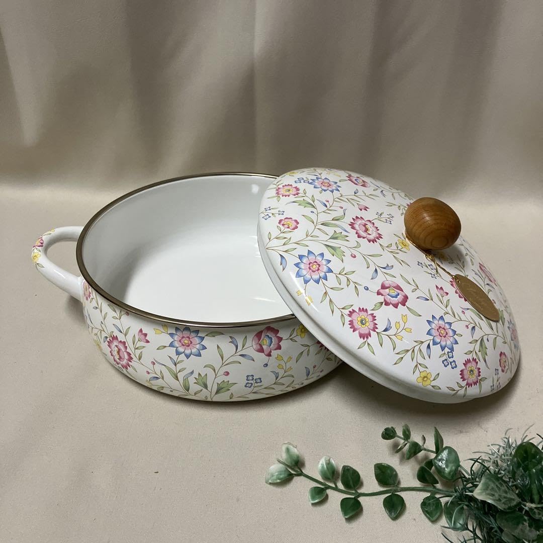 EJIRI(エジリー)ホーロー鍋セット ルピナス柄 レトロ可愛い